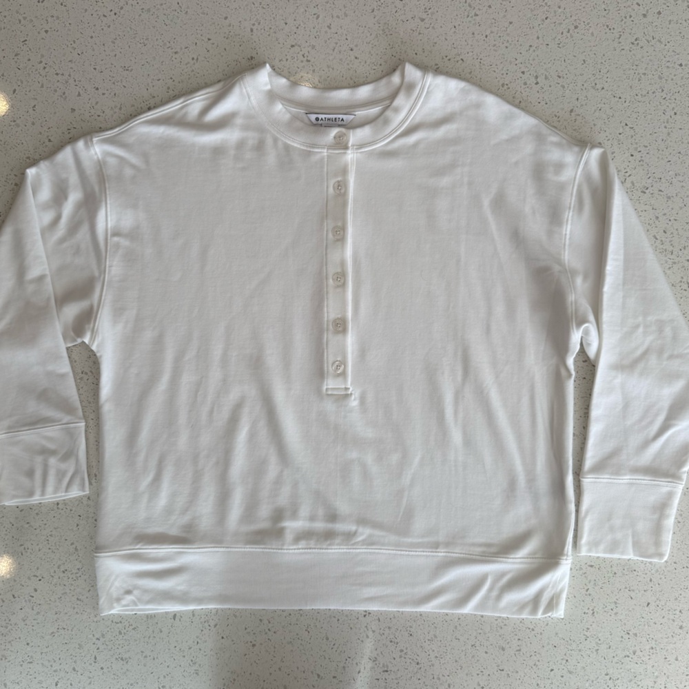 Athleta Balance Henley Sweatshirt - White - XL - NWOT